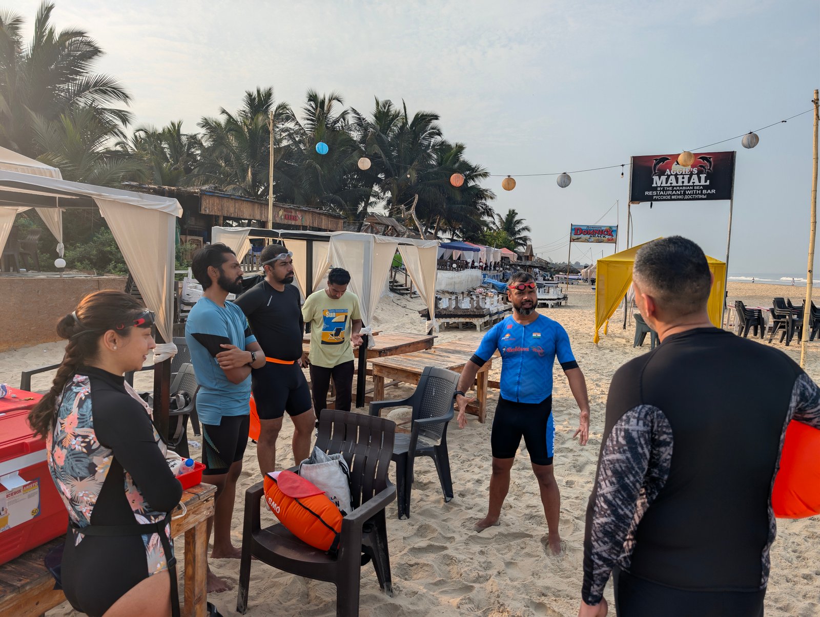 Open water swim training during the Goa triathlon camp